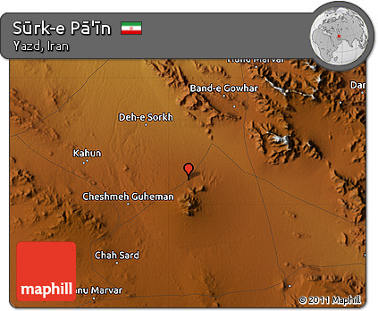 Physical Map of Sūrk-e Pā'īn