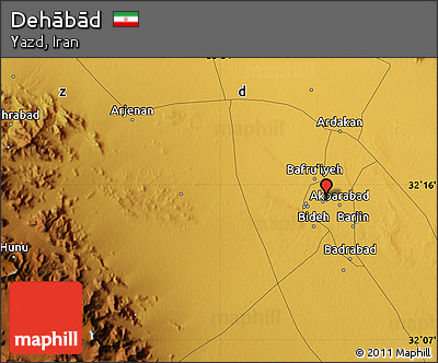 Physical Map of Dehābād