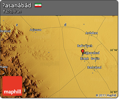 Physical Map of Ḩasanābād