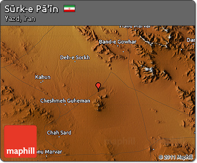 Physical Map of Sūrk-e Pā'īn