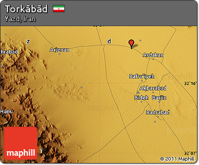 Physical Map of Torkābād