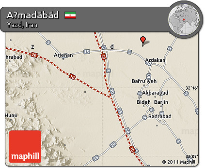 Shaded Relief Map of Aḩmadābād