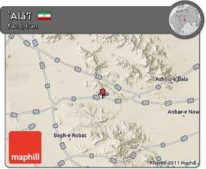 Shaded Relief Map of `Alā'ī