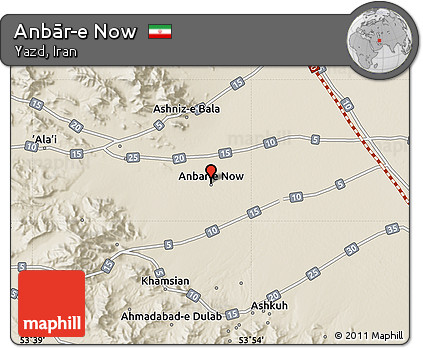 Shaded Relief Map of Anbār-e Now