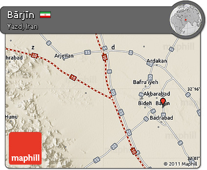 Shaded Relief Map of Bārjīn