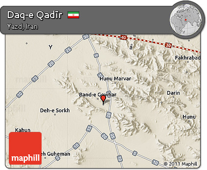 Shaded Relief Map of Daq-e Qadīr
