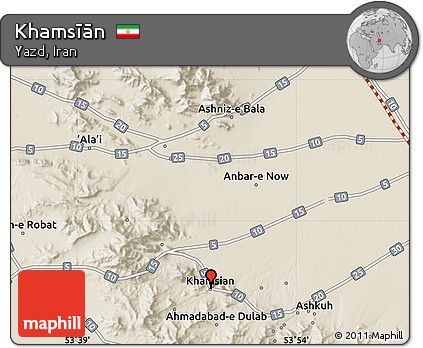 Shaded Relief Map of Khamsīān