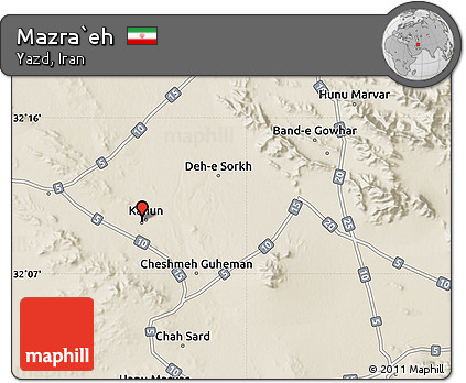 Shaded Relief Map of Mazra`eh