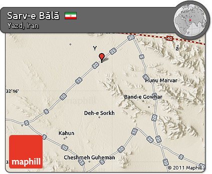 Shaded Relief Map of Sarv-e Bālā