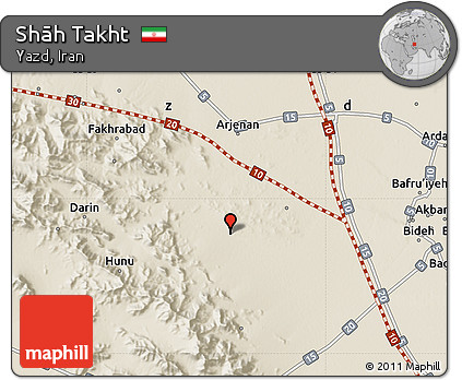 Shaded Relief Map of Shāh Takht
