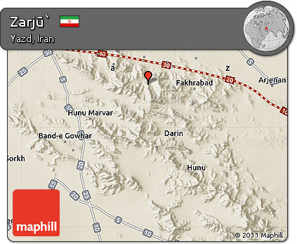 Shaded Relief Map of Zarjū`