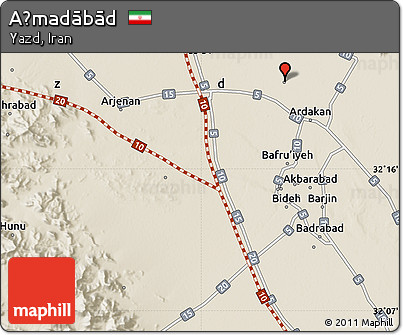 Shaded Relief Map of Aḩmadābād