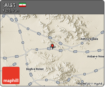 Shaded Relief Map of `Alā'ī