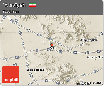 Shaded Relief Map of `Alavīyeh