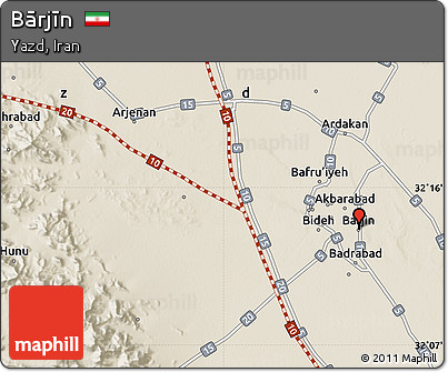 Shaded Relief Map of Bārjīn