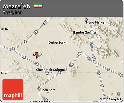 Shaded Relief Map of Mazra`eh