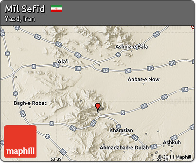 Shaded Relief Map of Mīl Sefīd