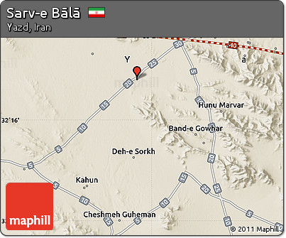 Shaded Relief Map of Sarv-e Bālā