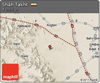 Shaded Relief Map of Shāh Takht