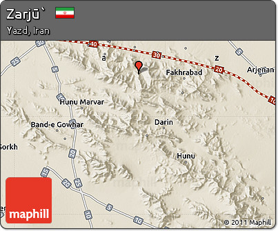 Shaded Relief Map of Zarjū`
