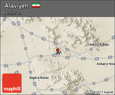 Shaded Relief Map of `Alavīyeh