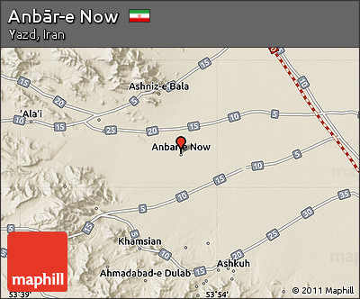 Shaded Relief Map of Anbār-e Now