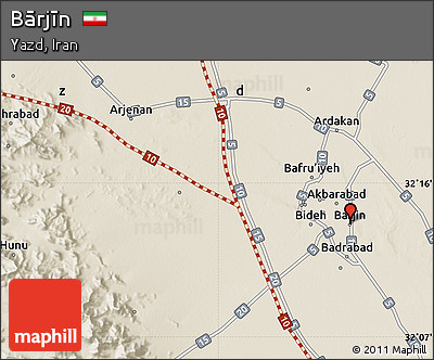 Shaded Relief Map of Bārjīn