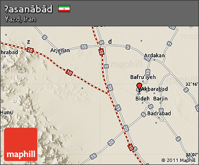 Shaded Relief Map of Ḩasanābād