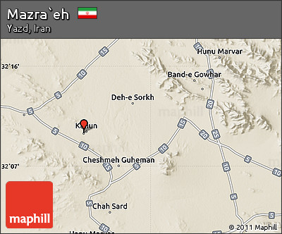 Shaded Relief Map of Mazra`eh