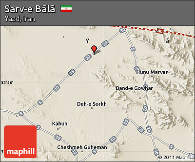 Shaded Relief Map of Sarv-e Bālā