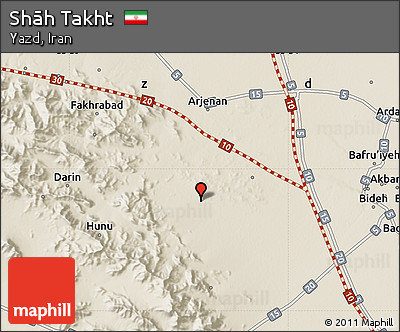 Shaded Relief Map of Shāh Takht