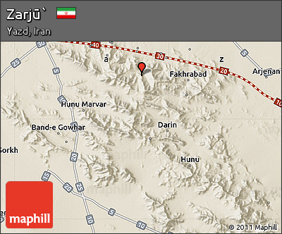 Shaded Relief Map of Zarjū`