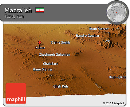 Physical Panoramic Map of Mazra`eh