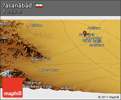 Physical Panoramic Map of Ḩasanābād