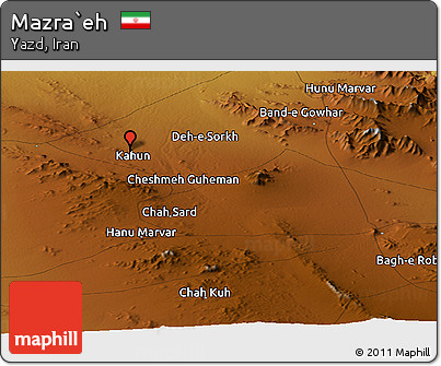 Physical Panoramic Map of Mazra`eh