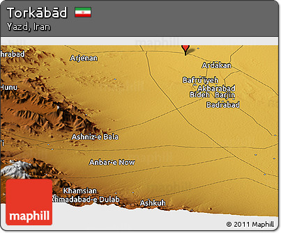 Physical Panoramic Map of Torkābād