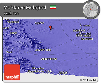 Political Panoramic Map of Ma`dan-e Mehrjerd