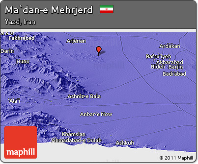 Political Panoramic Map of Ma`dan-e Mehrjerd