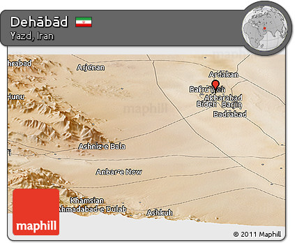 Satellite Panoramic Map of Dehābād