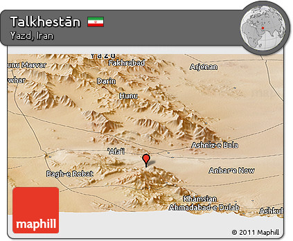 Satellite Panoramic Map of Talkhestān
