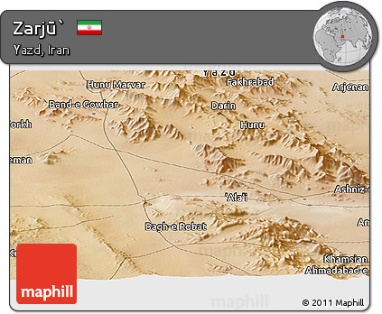 Satellite Panoramic Map of Zarjū`