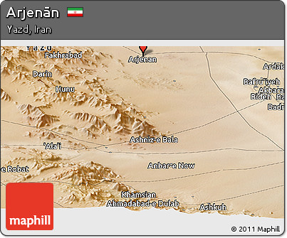 Satellite Panoramic Map of Arjenān