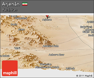 Satellite Panoramic Map of Arjenān