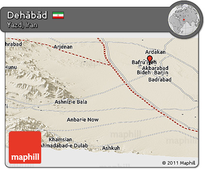 Shaded Relief Panoramic Map of Dehābād