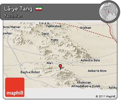 Shaded Relief Panoramic Map of Lā-ye Tang