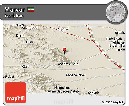 Shaded Relief Panoramic Map of Marvar