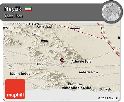 Shaded Relief Panoramic Map of Neyūk