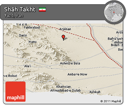 Shaded Relief Panoramic Map of Shāh Takht