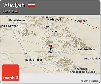 Shaded Relief Panoramic Map of `Alavīyeh