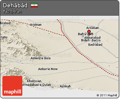 Shaded Relief Panoramic Map of Dehābād